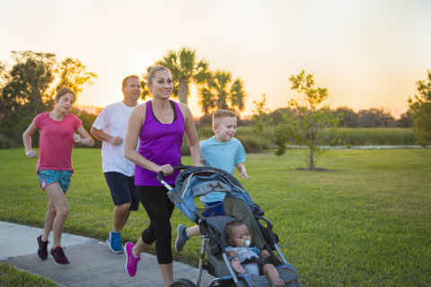 Family running outdoors kids toddler to teen selfcare