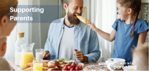 Parenting, Father and Daughter enjoying breakfast