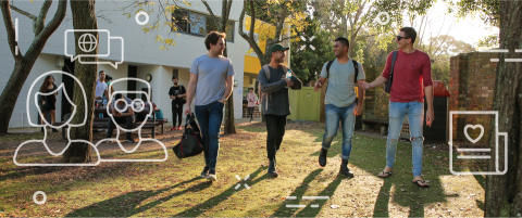Students walking graphic
