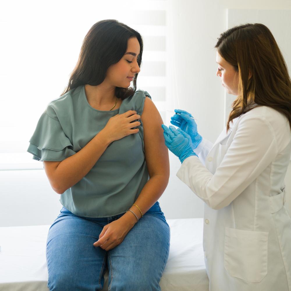woman getting the flu shot