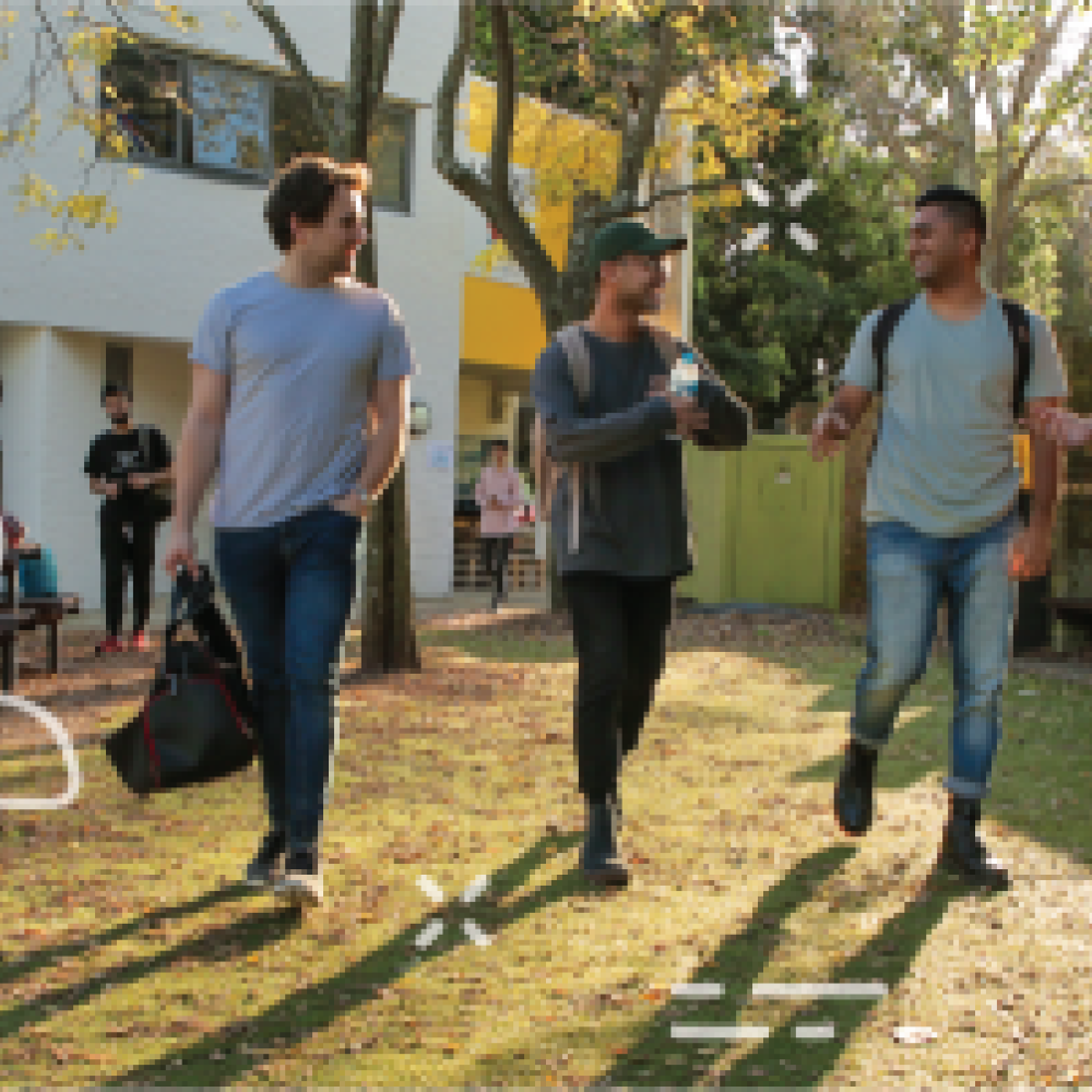 Students walking graphic