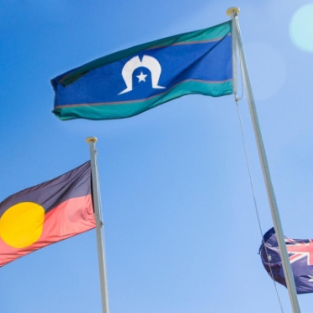 Indigenous flag and Australian flag